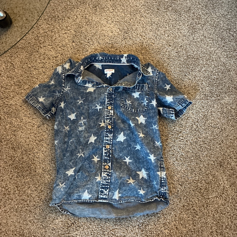 Cat and Jack grunge stars denim polo
